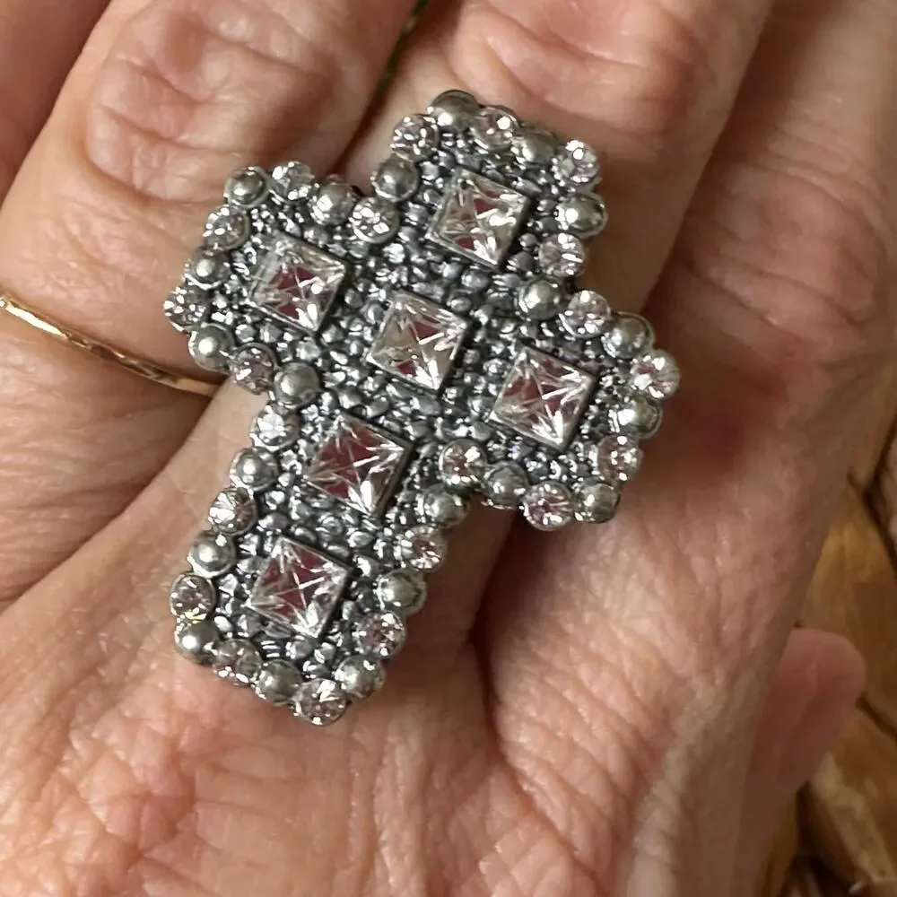 BOGO FREE CRYSTAL CROSS STRETCH RING
